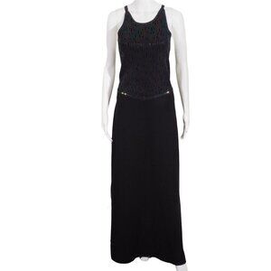 St John Evening Dress Size 4 Long Halter Criss Cross Open Back Iridescent